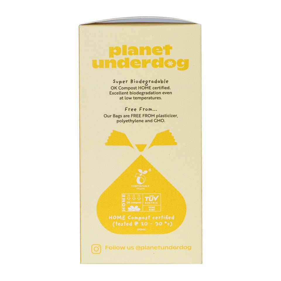 60 Planet Underdog Compostable Dog Poop Bags - Yellow Box - Aapon Mini Market Ltd