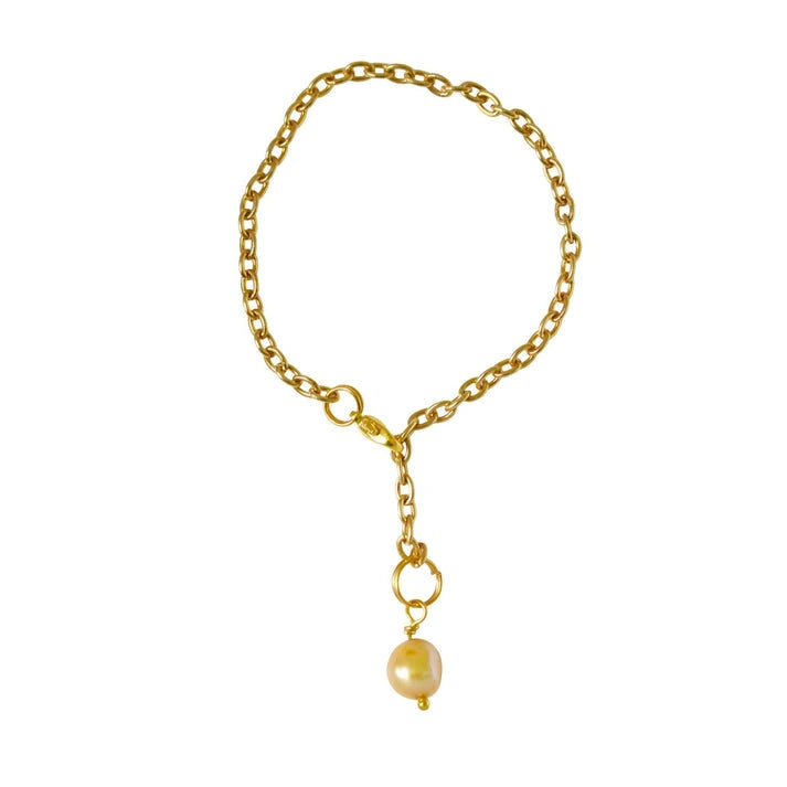 Aaponminimarket Gold freshwater pearl adjustable bracelet or anklet on gold plated chain | by Ifemi Jewels
