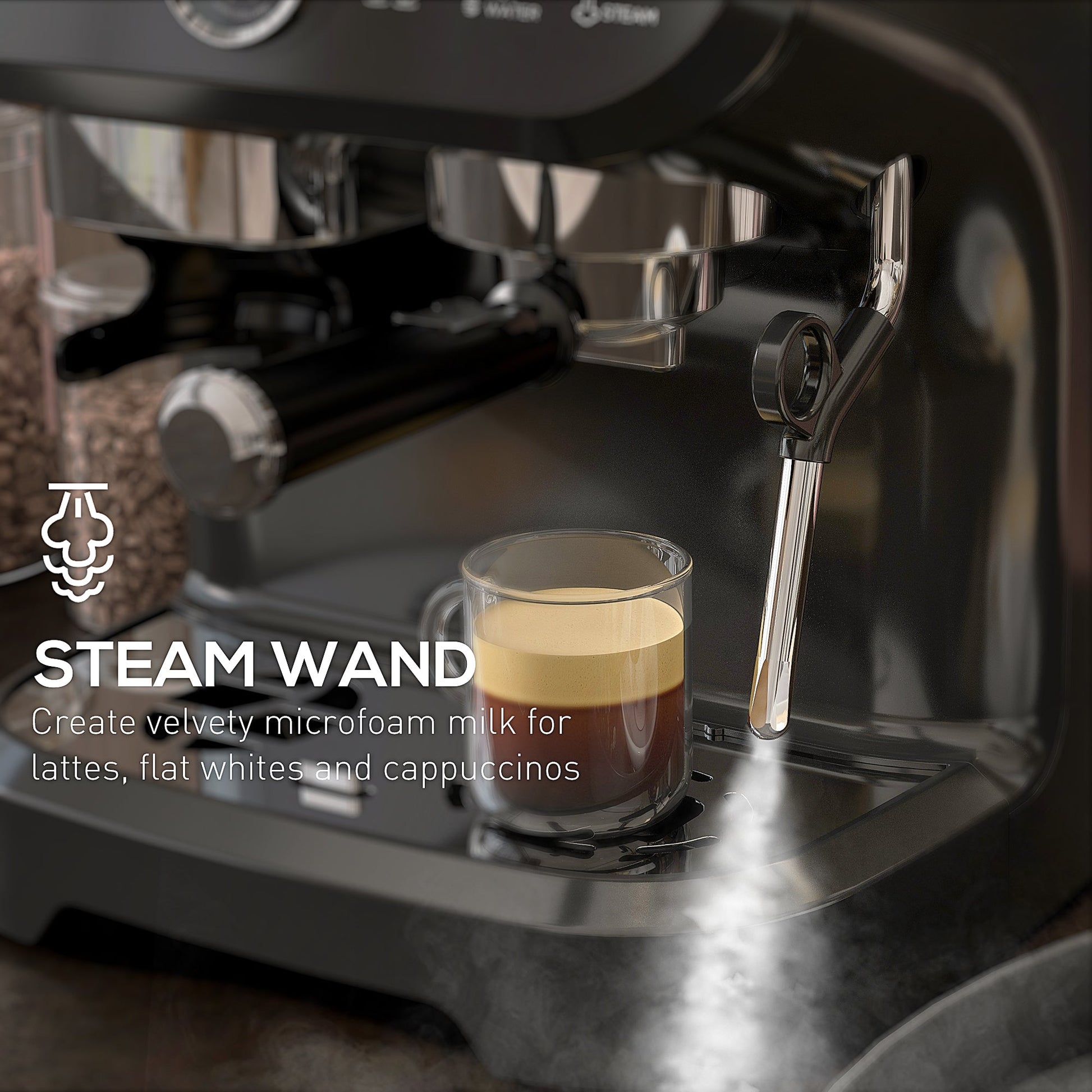 15 Bar Coffee Machine, with Adjustable Grind, Steamer and Accessories by HOMCOM - Aapon Mini Market Ltd