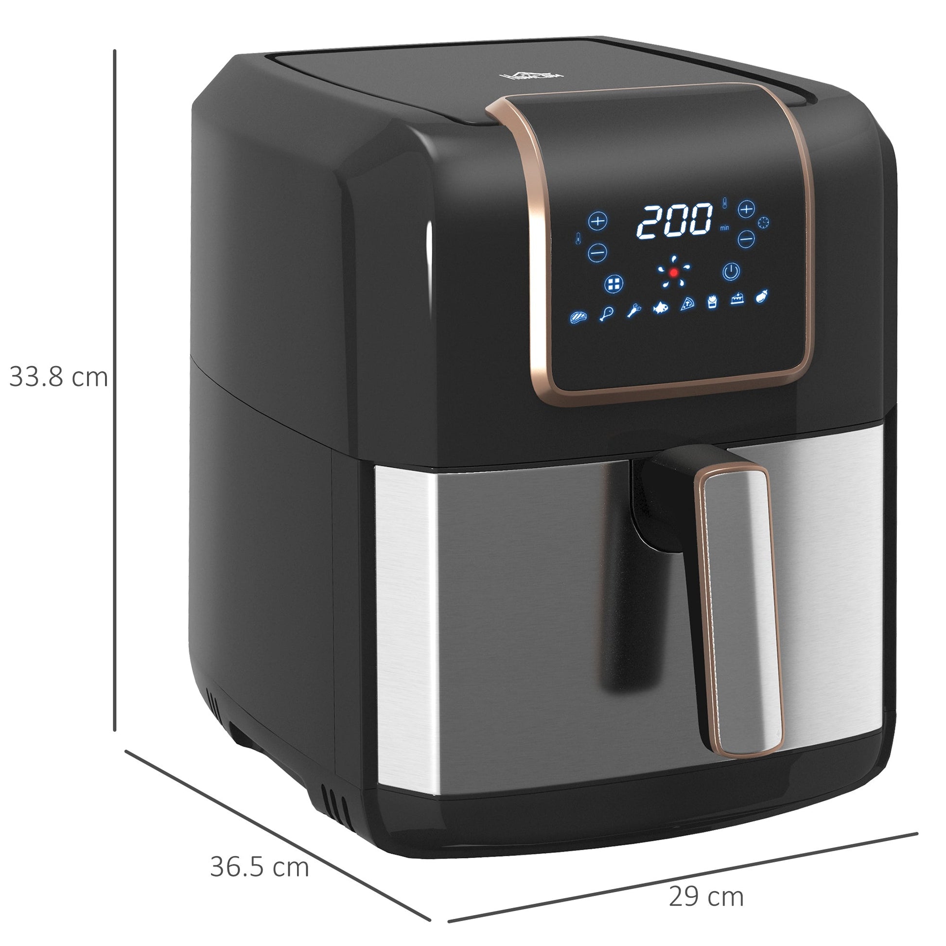 1700W 6.5L Air Fryer, Air Fryer Oven with Digital Display, Adjustable Temperature, Timer & Nonstick Basket for Oil | HOMCOM - Aapon Mini Market Ltd