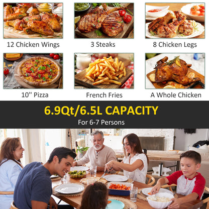 1700W 6.5L Air Fryer, Air Fryer Oven with Digital Display, Adjustable Temperature, Timer & Nonstick Basket for Oil | HOMCOM - Aapon Mini Market Ltd