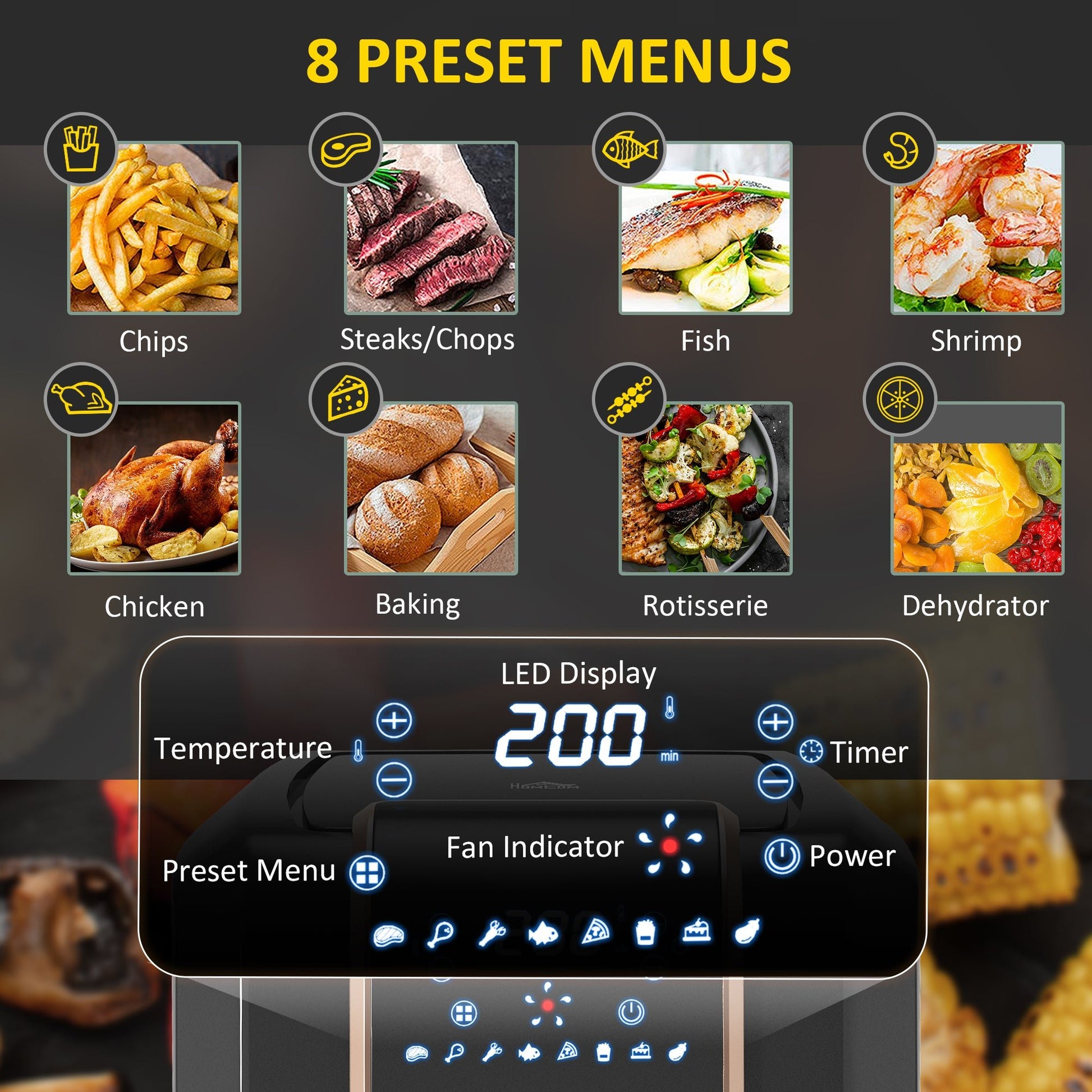 1700W 6.5L Air Fryer, Air Fryer Oven with Digital Display, Adjustable Temperature, Timer & Nonstick Basket for Oil | HOMCOM - Aapon Mini Market Ltd