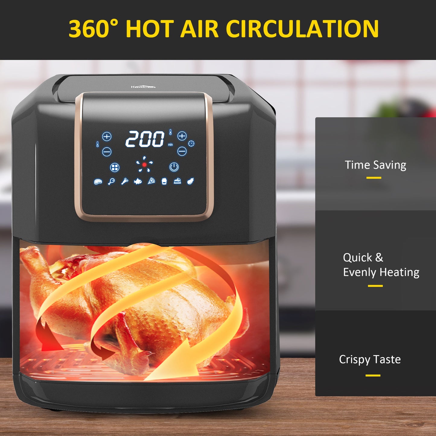 1700W 6.5L Air Fryer, Air Fryer Oven with Digital Display, Adjustable Temperature, Timer & Nonstick Basket for Oil | HOMCOM - Aapon Mini Market Ltd