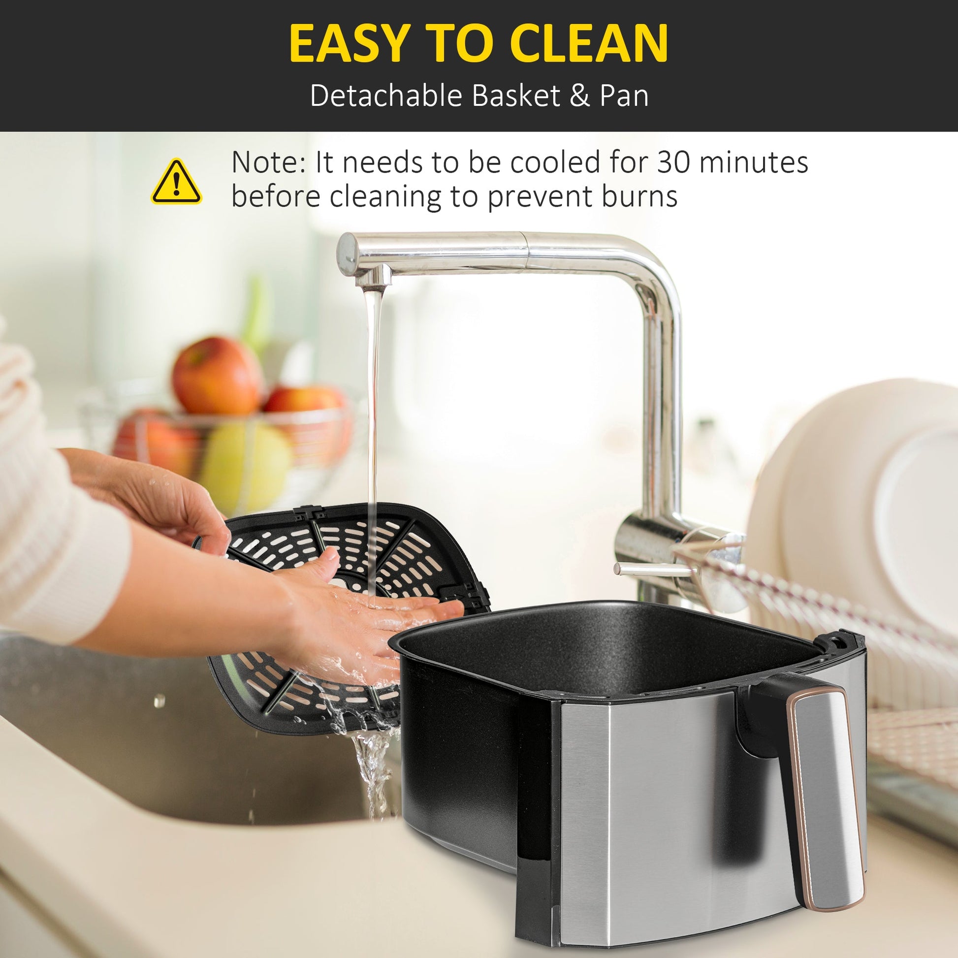 1700W 6.5L Air Fryer, Air Fryer Oven with Digital Display, Adjustable Temperature, Timer & Nonstick Basket for Oil | HOMCOM - Aapon Mini Market Ltd