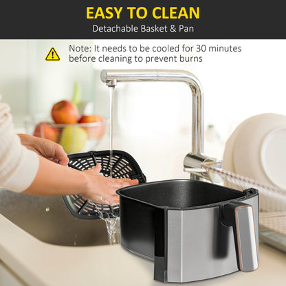 1700W 6.5L Air Fryer, Air Fryer Oven with Digital Display, Adjustable Temperature, Timer & Nonstick Basket for Oil | HOMCOM - Aapon Mini Market Ltd