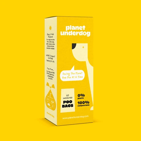 Aaponminimarket 60 Planet Underdog Compostable Dog Poop Bags - Yellow Box