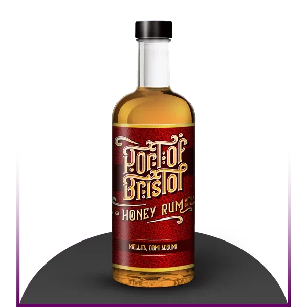 Port of Bristol Honey Rum 70cl bottle with red and gold label