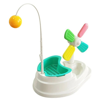 Aaponminimarket Cat Windmill Interactive Toy with Grass Box