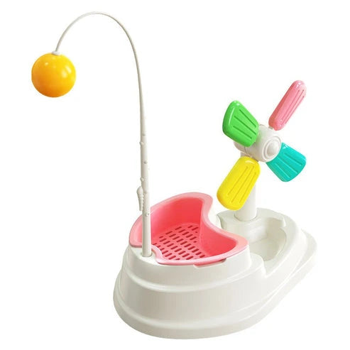 Aaponminimarket Cat Windmill Interactive Toy with Grass Box