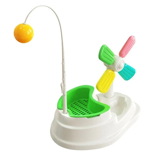 Aaponminimarket Cat Windmill Interactive Toy with Grass Box