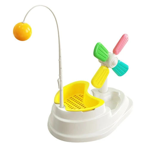 Aaponminimarket Cat Windmill Interactive Toy with Grass Box