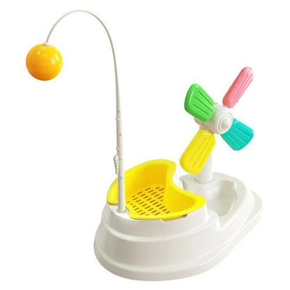 Aaponminimarket Cat Windmill Interactive Toy with Grass Box