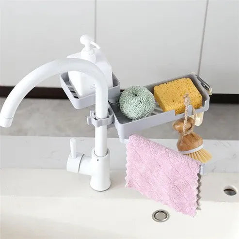 Aaponminimarket Faucet Sponge Holder with Drain Rack