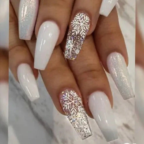 Aaponminimarket Ice Glitter Short Ballet Press-On Nails