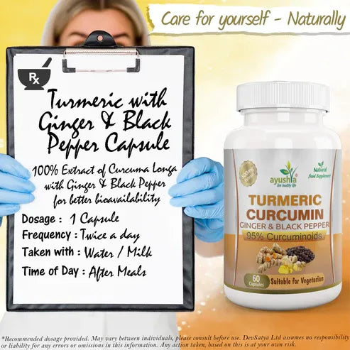Aaponminimarket Turmeric with Ginger and Black pepper Capsule