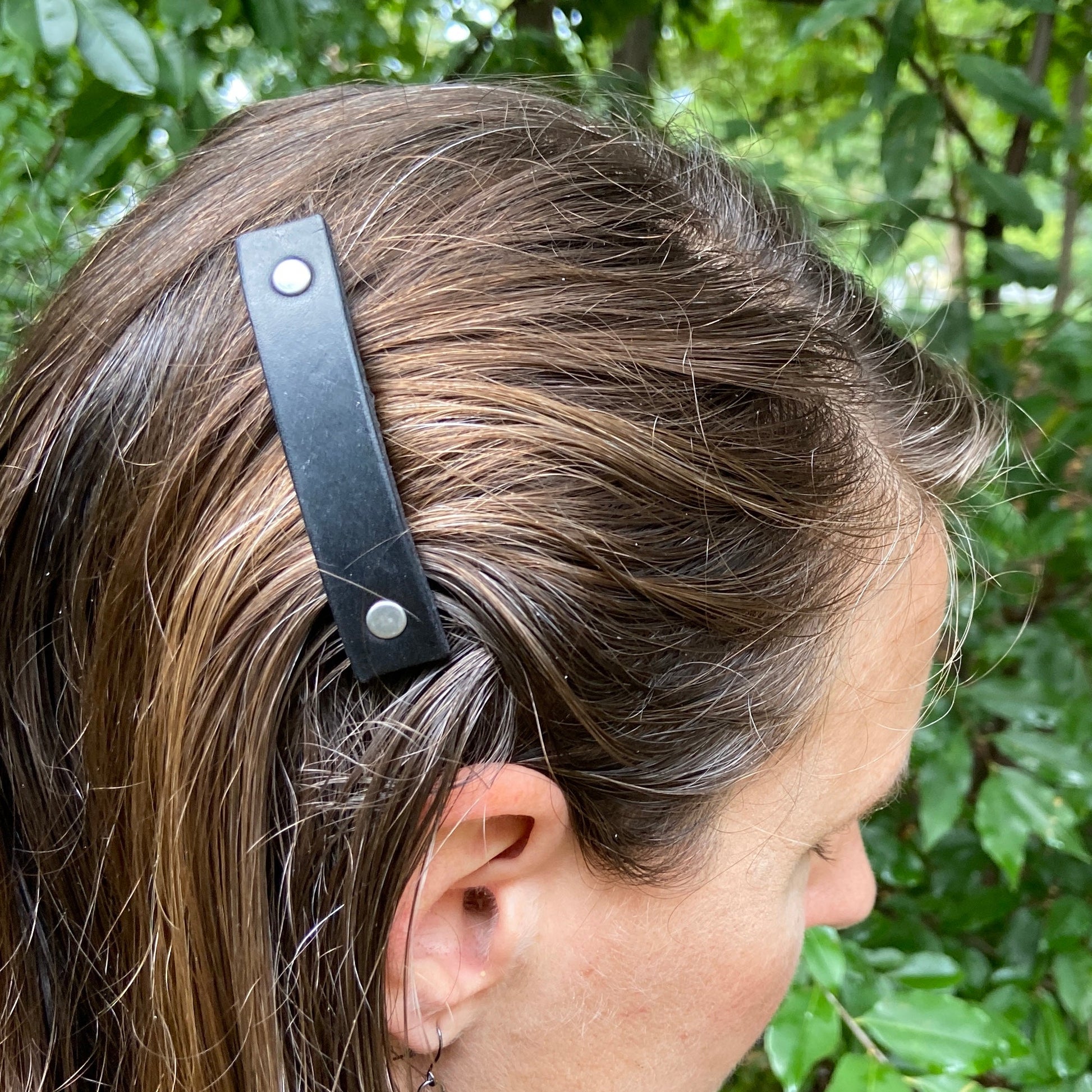 The Minimalist: Basic Black Leather Eco Barrette-14