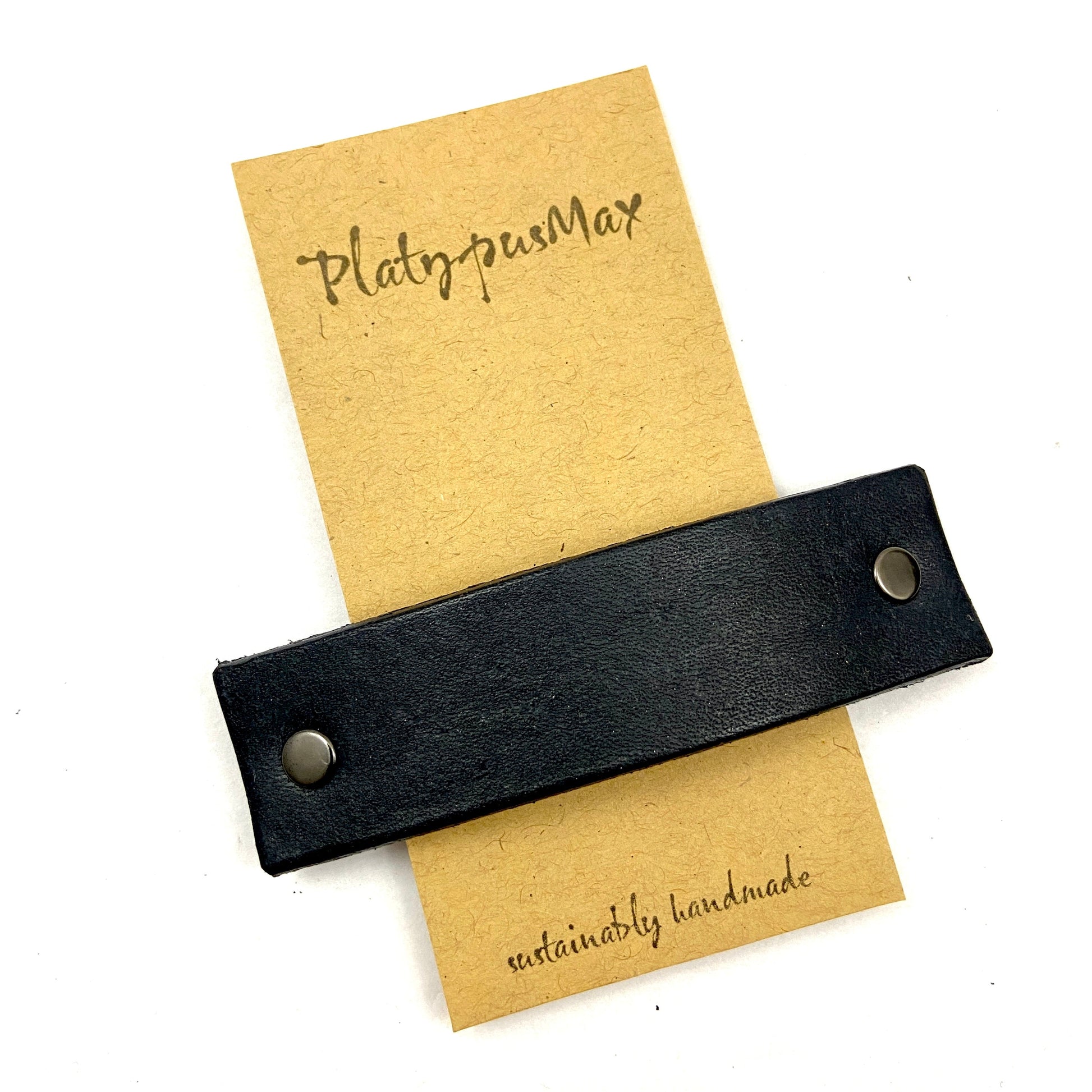 The Minimalist: Basic Black Leather Eco Barrette-1