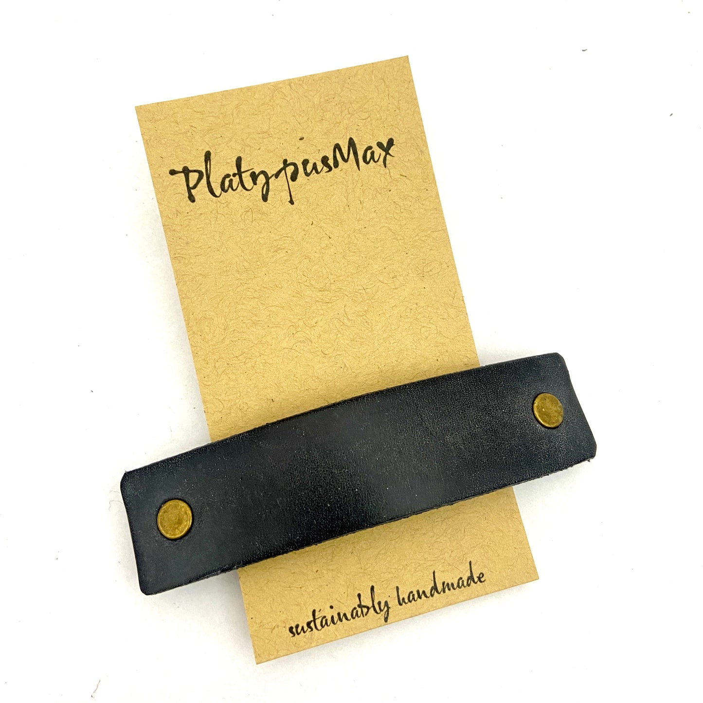 The Minimalist: Basic Black Leather Eco Barrette-15