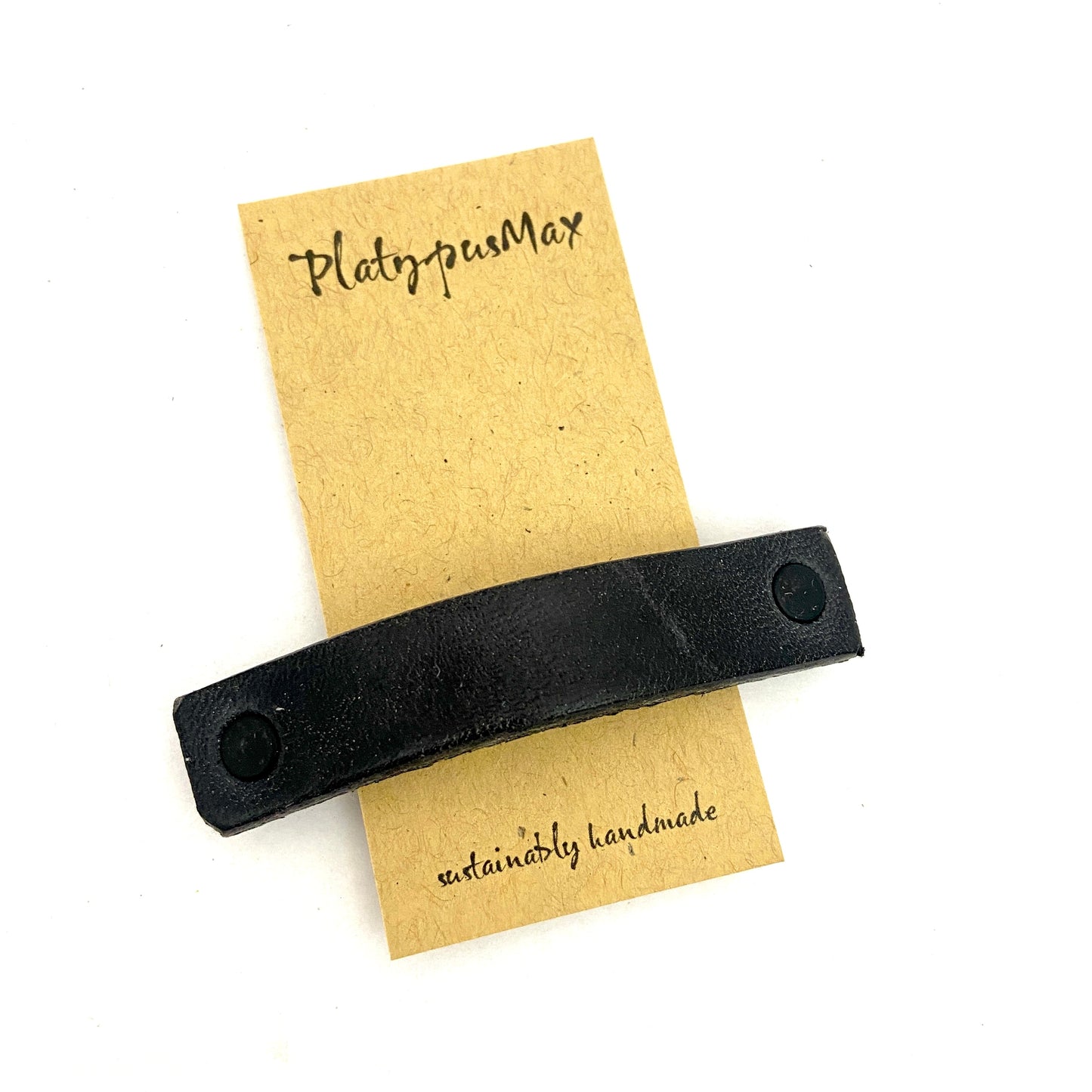 The Minimalist: Basic Black Leather Eco Barrette-12