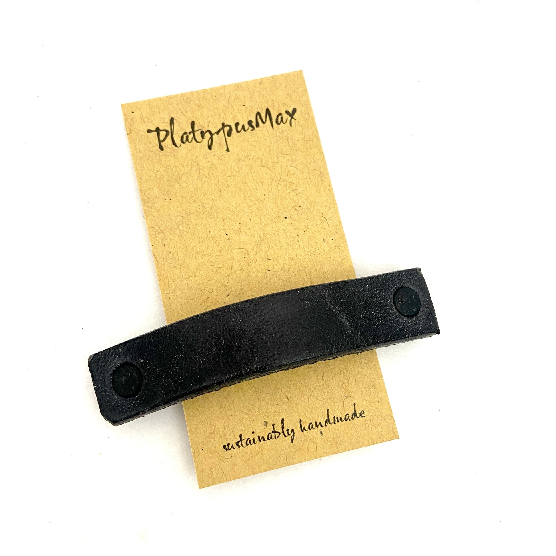 The Minimalist: Basic Black Leather Eco Barrette-12