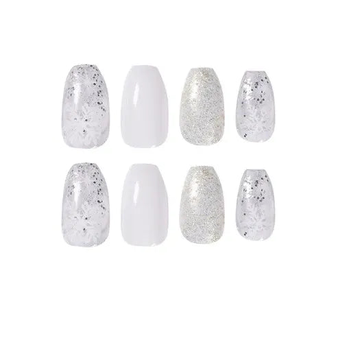 Aaponminimarket Ice Glitter Short Ballet Press-On Nails