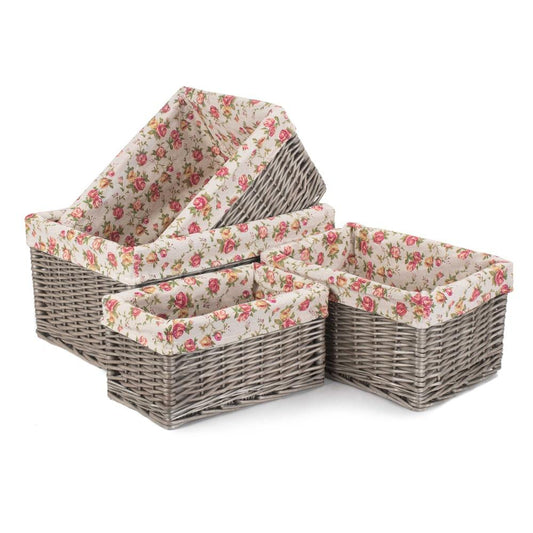 Antique Wash Garden Rose Wicker Storage Baskets - Aapon Mini Market Ltd