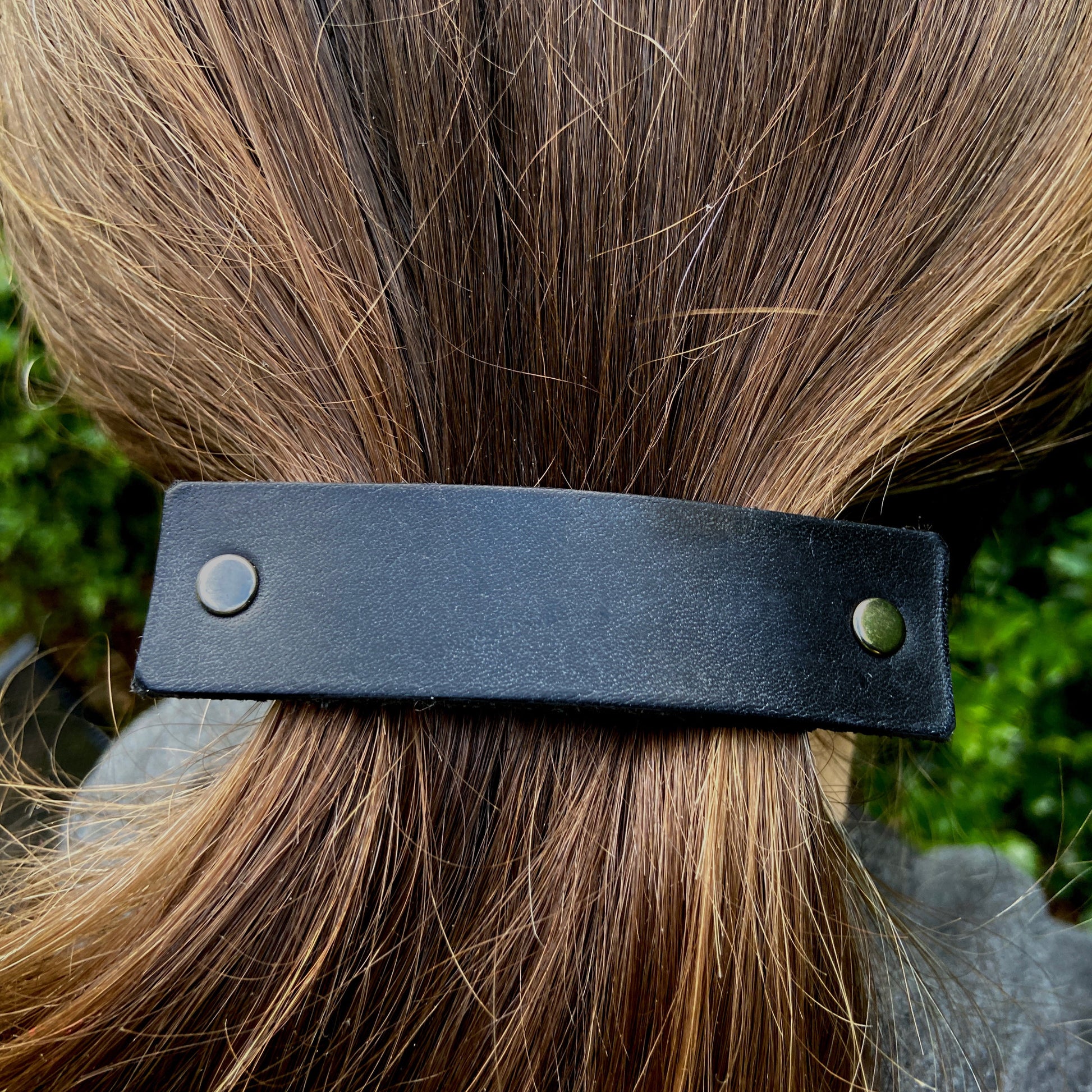 The Minimalist: Basic Black Leather Eco Barrette-7
