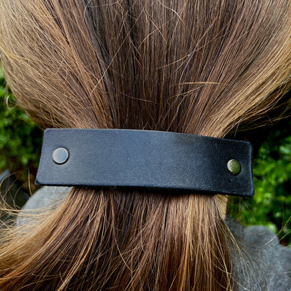The Minimalist: Basic Black Leather Eco Barrette-7