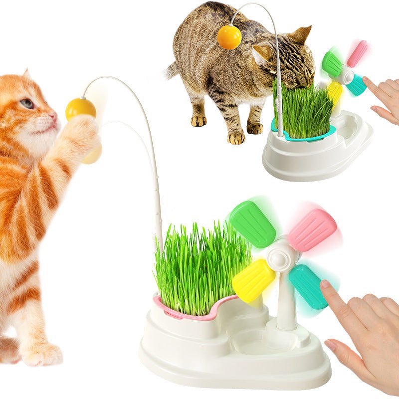 Cat Windmill Interactive Toy with Grass Box - Aapon Mini Market Ltd