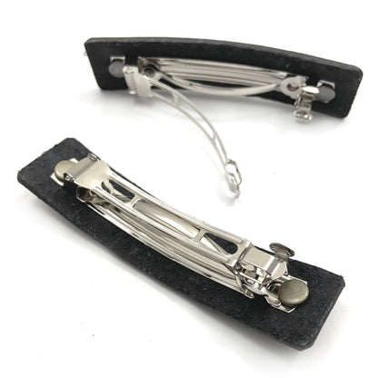 The Minimalist: Basic Black Leather Eco Barrette-3