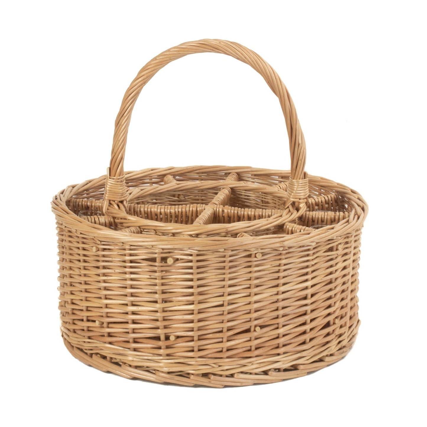 Garden Wicker Drinks Basket Complete with 12 Glasses - Aapon Mini Market Ltd