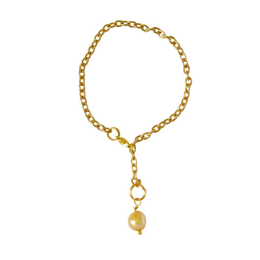 Gold freshwater pearl adjustable bracelet or anklet on gold plated chain | by Ifemi Jewels - Aapon Mini Market Ltd