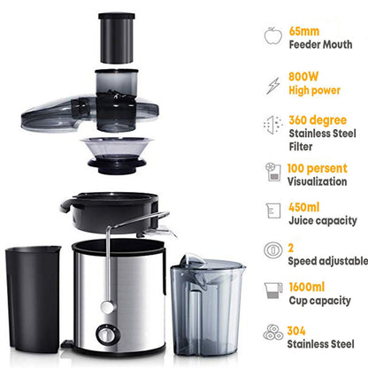High - Power 800W Stainless Steel Electric Juicer - Aapon Mini Market Ltd