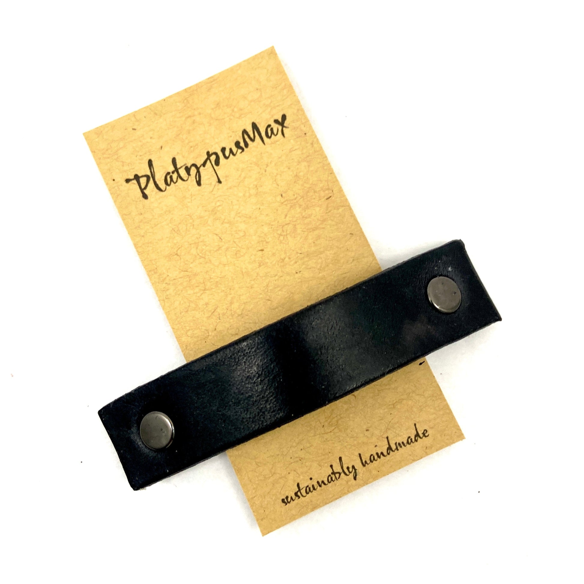 The Minimalist: Basic Black Leather Eco Barrette-13