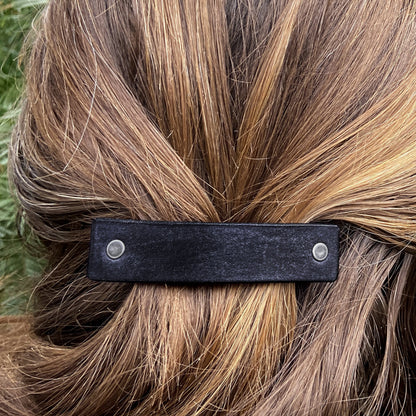 The Minimalist: Basic Black Leather Eco Barrette-11