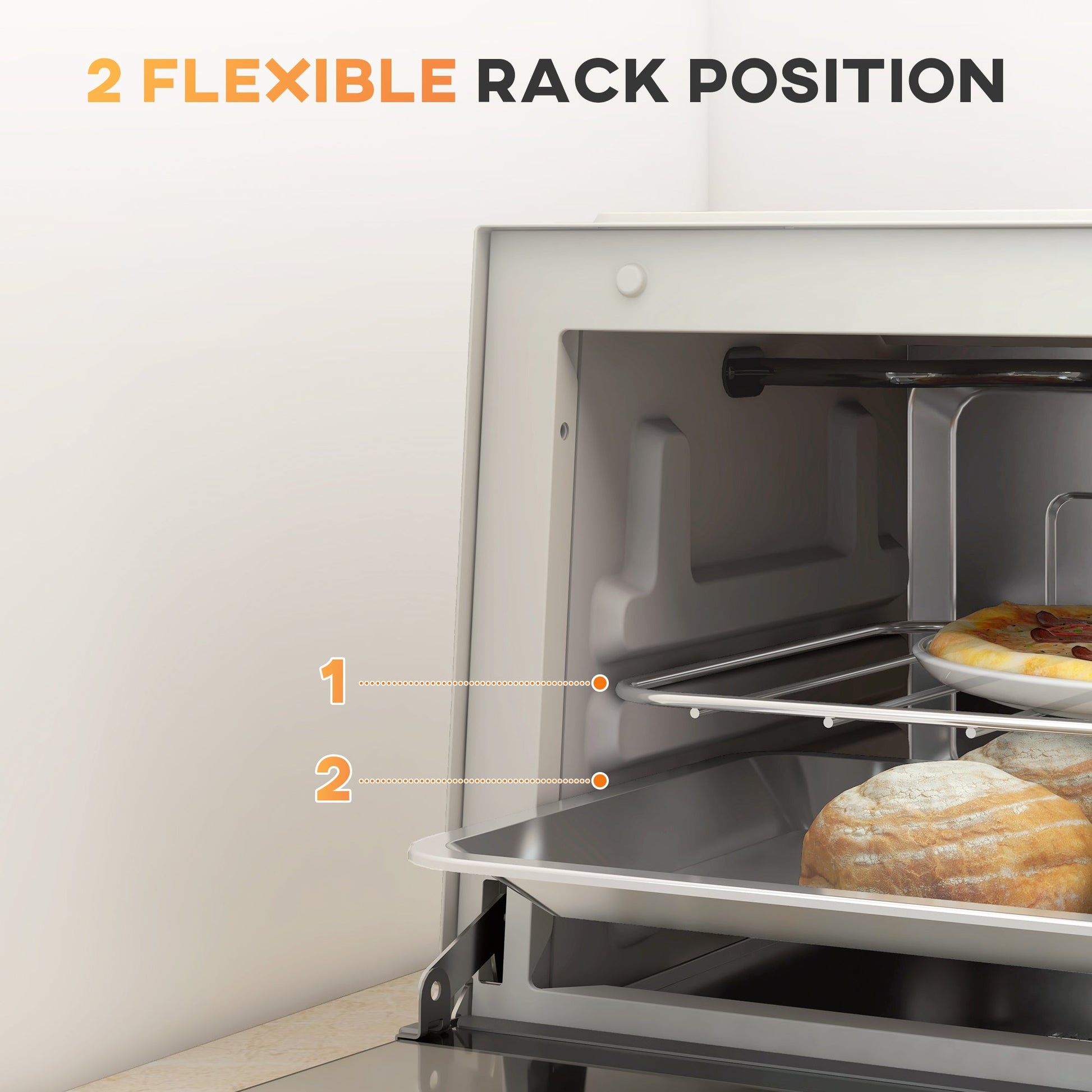 Mini Oven, 9L Countertop Electric Grill, Toaster Oven with Adjustable Temperature, Timer, Baking Tray and Wire Rack, 750W, Cream | HOMCOM - Aapon Mini Market Ltd