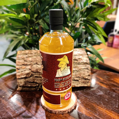 Bristol honey rum 70cl 37.5% vol bottle on a wooden table