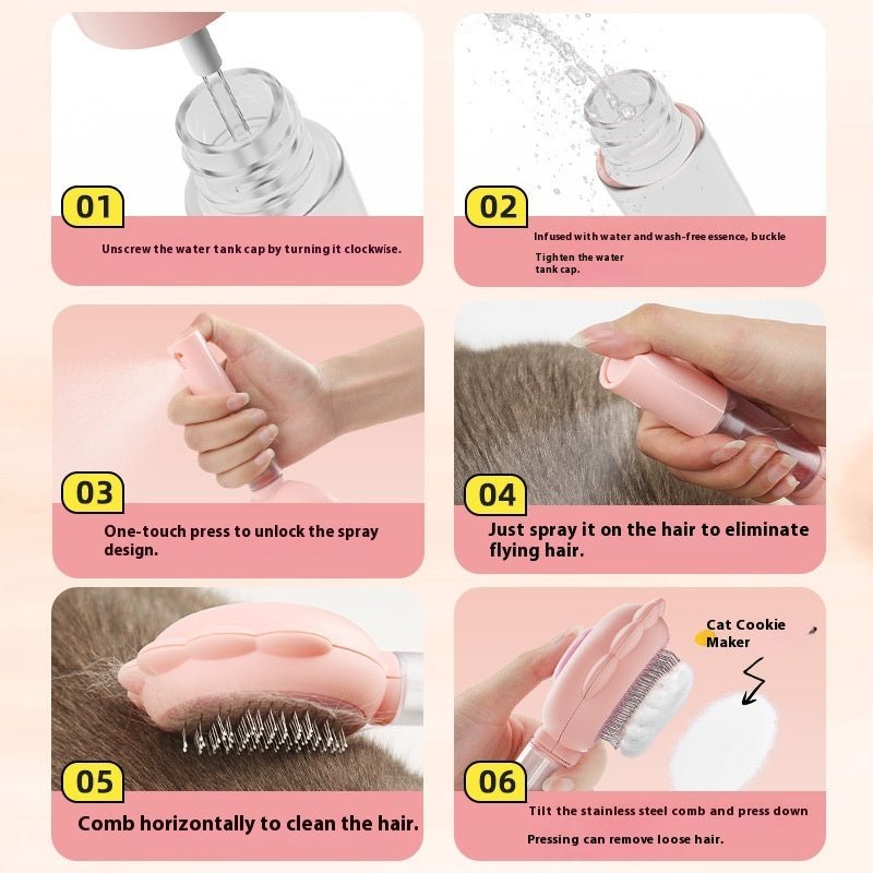 Self - Cleaning Pet Brush Comb with Spray - Aapon Mini Market Ltd