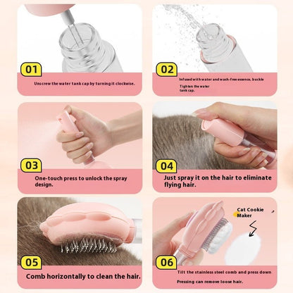Self - Cleaning Pet Brush Comb with Spray - Aapon Mini Market Ltd