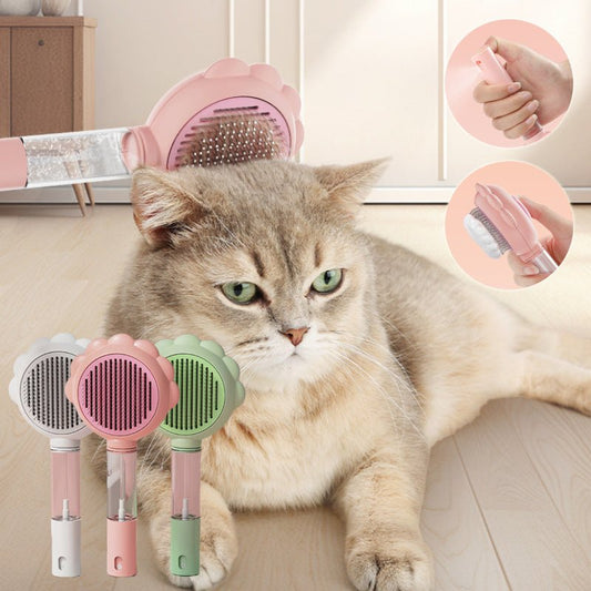 Self - Cleaning Pet Brush Comb with Spray - Aapon Mini Market Ltd
